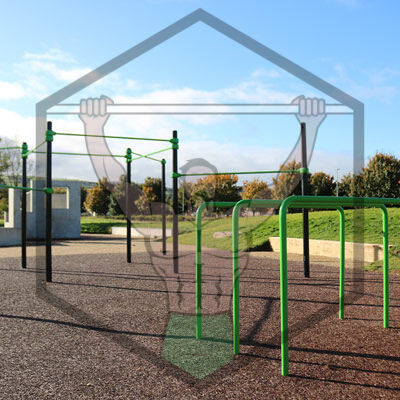 Calisthenics and bodyweight training gym at Ballycragh Park in Dublin, equipped with outdoor fitness structures for public workouts