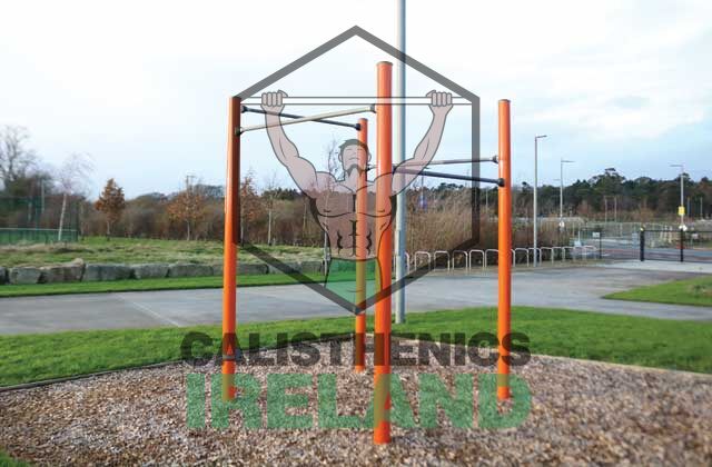 Calisthenics pull-up bars at Beckett Park in Dublin, part of the outdoor workout area for bodyweight strength training
