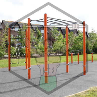 Outdoor calisthenics park in Belmayne, Dublin, featuring pull-up bars and equipment for public bodyweight training