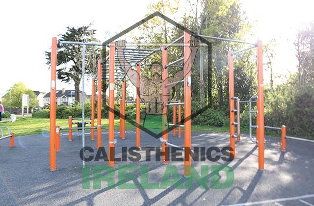Public fitness space in Blackrock, Cork, with outdoor calisthenics equipment for community exercise and bodyweight training