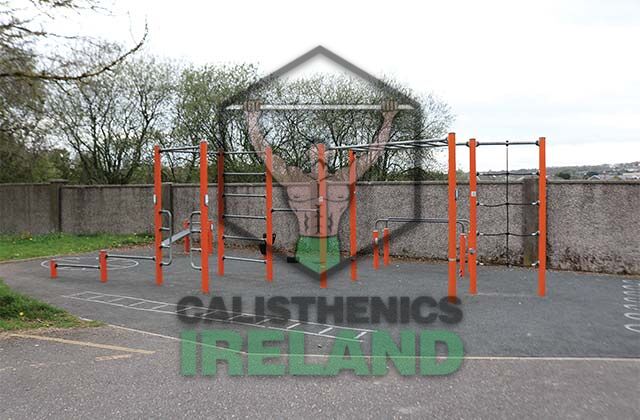 Outdoor calisthenics park in Blarney, Cork, equipped with pull-up bars and fitness structures for bodyweight training