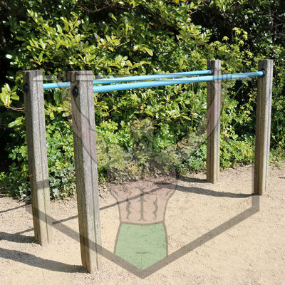 Calisthenics pull-up bars at Cabinteely Park in Dublin, part of the outdoor workout area for strength and bodyweight training