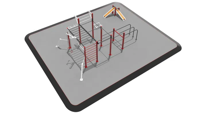 Outdoor calisthenics rigs installed in playgrounds for fitness and bodyweight training