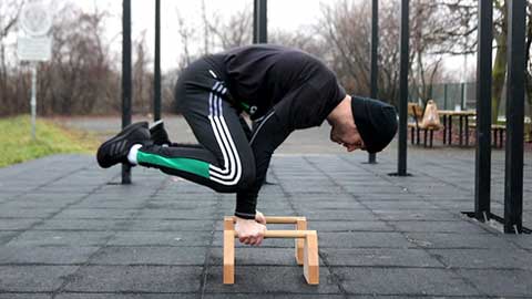 People training at a calisthenics workout class in Dublin, performing bodyweight exercises in an outdoor fitness park