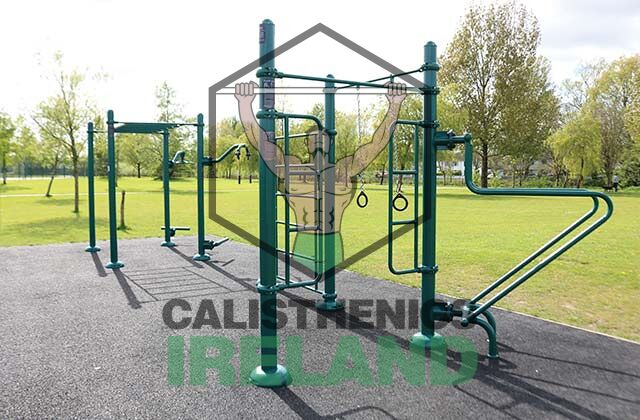 Pull-up bars at Clashduv Park in Cork, part of the outdoor fitness area for calisthenics and bodyweight exercises