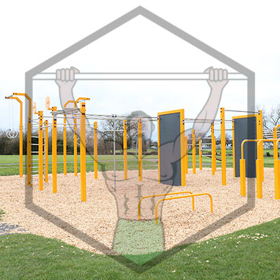 Outdoor workout park in Clondalkin, Dublin, designed for full-body calisthenics with equipment suitable for all fitness levels