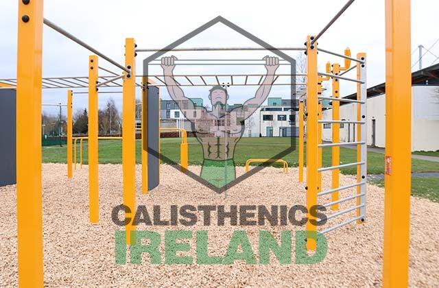 Outdoor gym training space in Clondalkin, Dublin, featuring calisthenics equipment for functional fitness and bodyweight exercises
