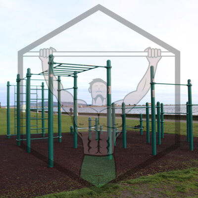 Street workout and calisthenics park in Clontarf, Dublin, featuring outdoor equipment for bodyweight exercise and public fitness training