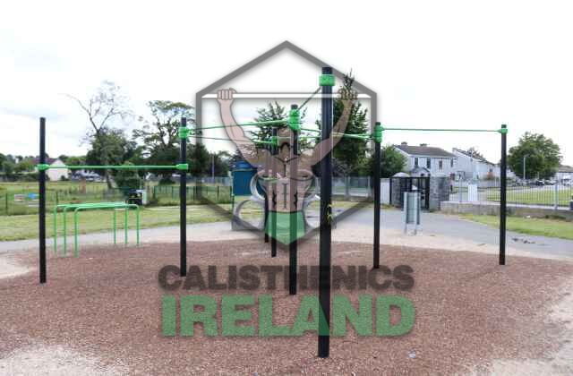 Calisthenics park at Collinstown Park in Dublin featuring outdoor exercise equipment