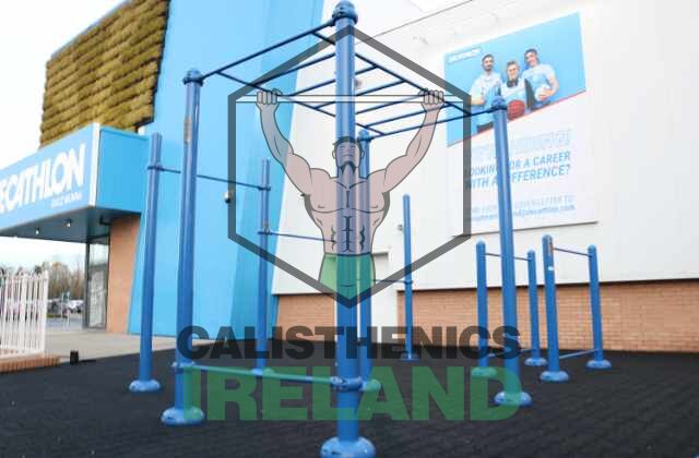 Monkey bar setup for bodyweight training at the Decathlon calisthenics park in Dublin