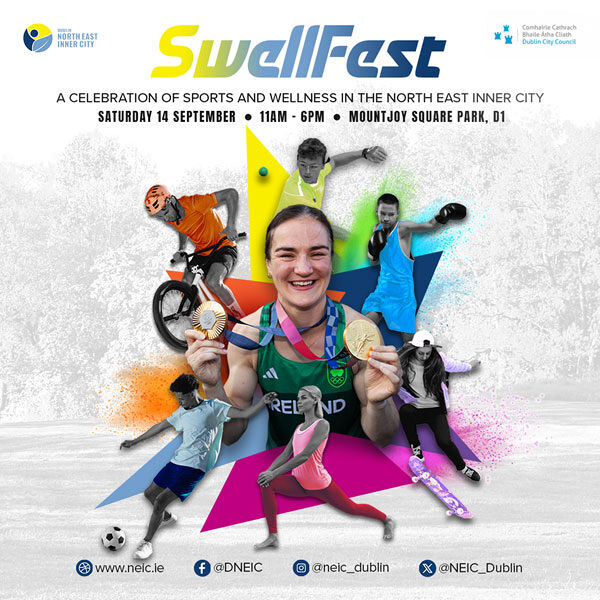 Poster for the Swellfest community event organised by Dublin City Council featuring Calisthenics Ireland activities