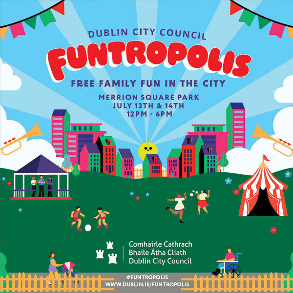 Participants enjoying a community fitness event at Funtropolis in Dublin City, featuring calisthenics workshops and outdoor activities