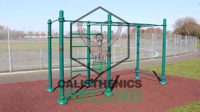 Calisthenics park at Eamonn Ceannt Park in Dublin with a range of outdoor exercise equipment