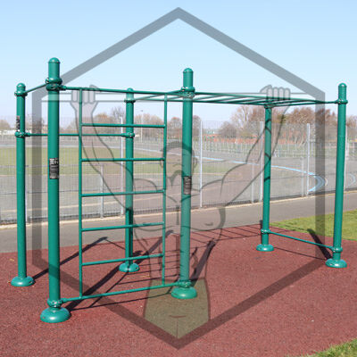 Exercise and calisthenics workout bars at Eamonn Ceannt Park in Dublin, part of the outdoor gym setup for strength and mobility training