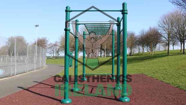 Monkey bar setup at Eamonn Ceannt Park in Dublin for pull-ups, hanging moves, and bodyweight training