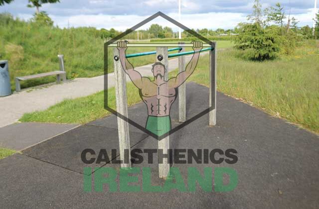 Exercise area at Father Collins Park in Dublin, featuring outdoor calisthenics equipment for public bodyweight workouts