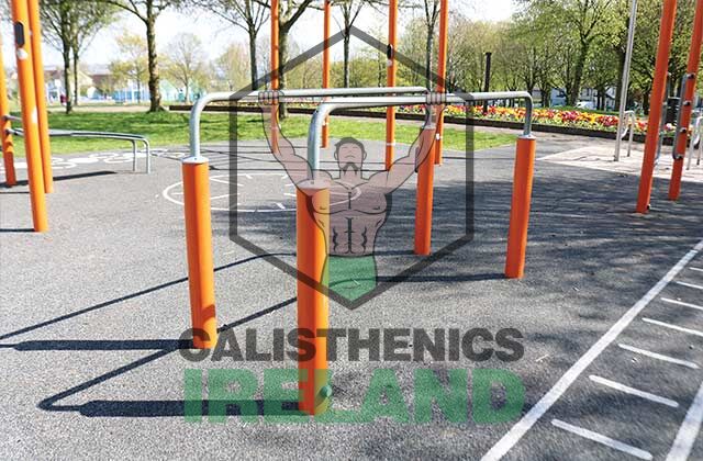 Outdoor fitness space at Gerry O’Sullivan Park in Cork, equipped with calisthenics bars for public bodyweight workouts