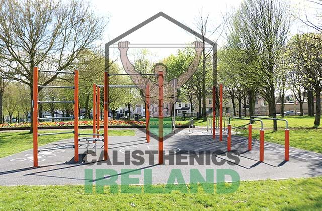 Street workout area at Gerry O’Sullivan Park in Cork, featuring outdoor calisthenics equipment for public fitness and training