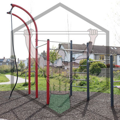 Calisthenics park at Hudson Road in Dublin, featuring outdoor workout equipment for public bodyweight and strength training