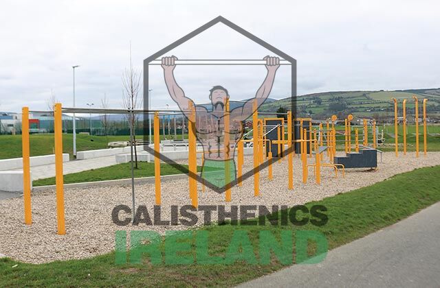 Street workout area at Jobstown Park in Dublin, equipped with pull-up bars and bodyweight training bars