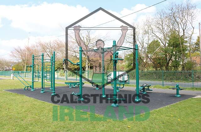 Public outdoor fitness space at Kempton Park in Cork, equipped with calisthenics bars for bodyweight training and exercise