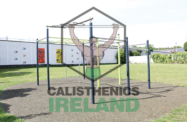 Community outdoor gym in Kilcross, South Dublin, featuring durable calisthenics bars for strength training and bodyweight fitness