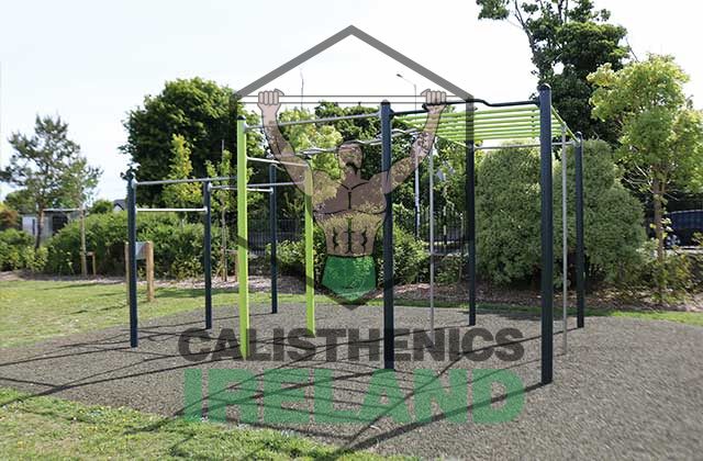 Street workout bars at Kilcross in Dublin, set up for dynamic bodyweight exercises like pull-ups, muscle-ups, and static holds