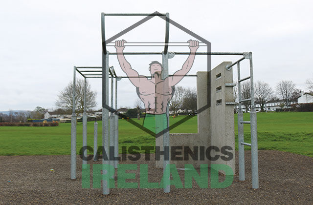 Bodyweight workout area at The Hollows Park in Kingswood, Tallaght, Dublin with outdoor calisthenics bars