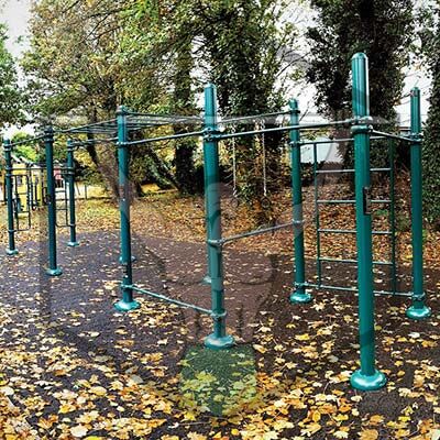 Calisthenics park at Knocknashee in Roscommon, featuring outdoor fitness equipment for bodyweight strength and mobility training