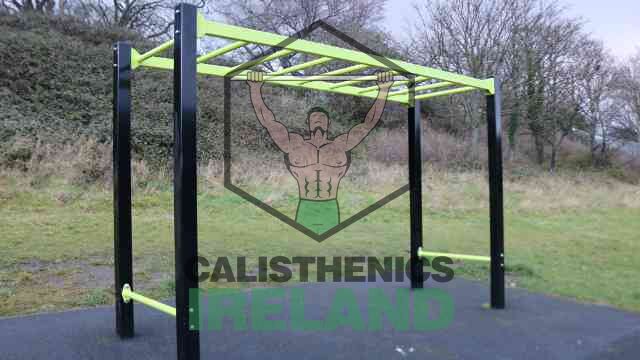 Outdoor monkey bars at Liffey Valley Park in Dublin, ideal for pull-ups, dynamic exercises, and upper body strength training