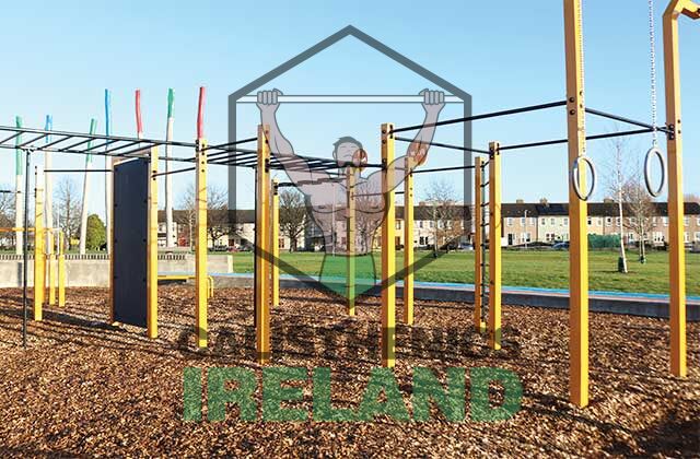 Street workout area at Quarryvale Park near Liffey Valley for calisthenics and functional training