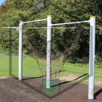 Calisthenics fitness area at Marlay Park in Dublin, featuring outdoor equipment for bodyweight training and functional movement