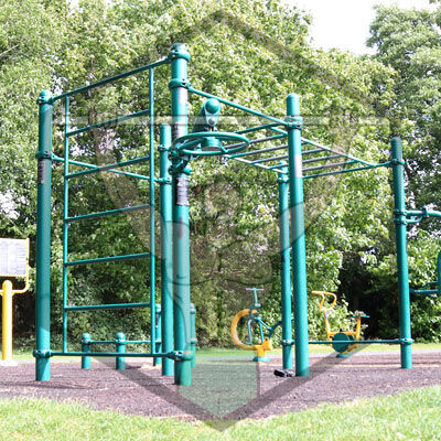 Calisthenics exercise bars at Mount Bernard Park in Dublin, designed for outdoor bodyweight and functional fitness training