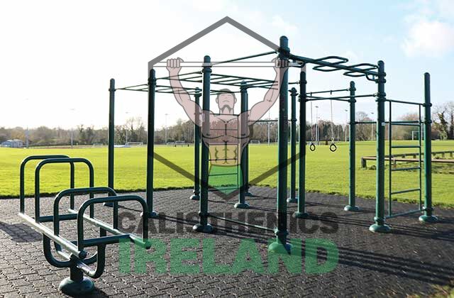 Outdoor gym at Porterstown Park in Castleknock, Dublin with calisthenics equipment for full body workouts