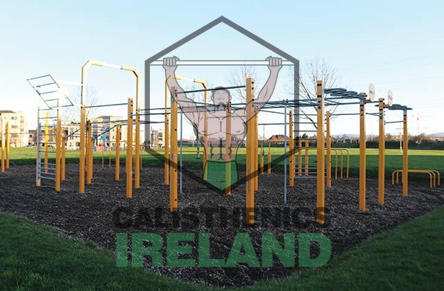 Public fitness area at Balgaddy Park in Lucan, Dublin with outdoor equipment for accessible bodyweight training