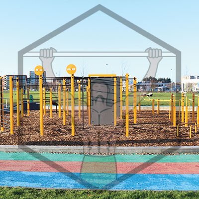 Calisthenics equipment at Quarryvale Park near Liffey Valley with outdoor bars for bodyweight training