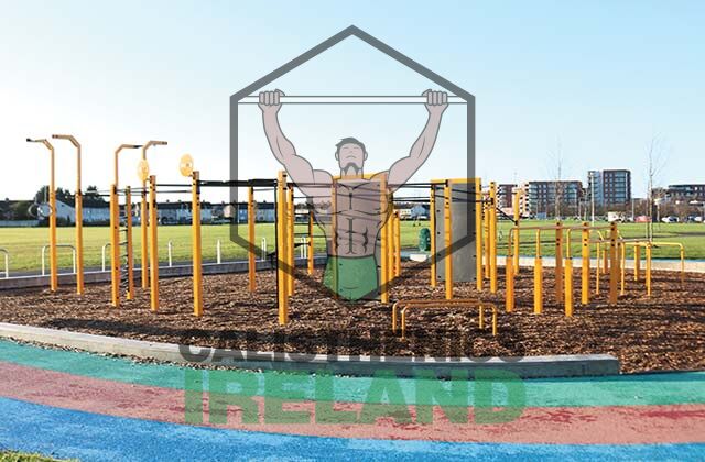 Outdoor gym at Quarryvale Park in West Dublin offering calisthenics equipment for full body workouts