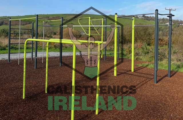 Outdoor calisthenics park at River Lee in Cork with pull-up bars and fitness equipment for bodyweight workouts