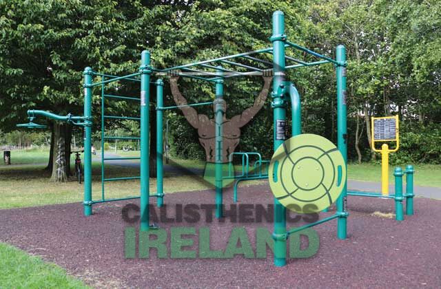 Calisthenics bars at Shandon Park in Dublin, part of the outdoor workout area for bodyweight and functional training