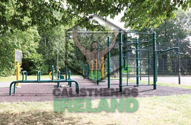 Outdoor exercise equipment at Shandon Park in Cork, designed for calisthenics and functional bodyweight training