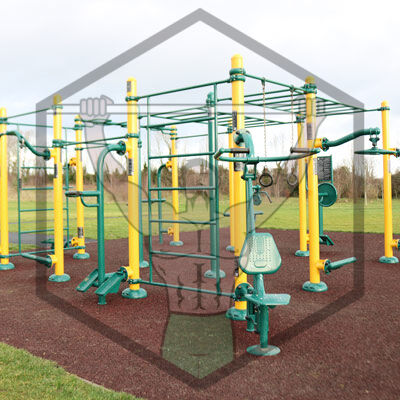 Calisthenics exercise area at St Catherine’s Park in Dublin, with outdoor equipment for public strength and mobility training