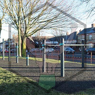 Calisthenics workout area at St James&rsquo;s Linear Park in The Liberties, Dublin for outdoor training