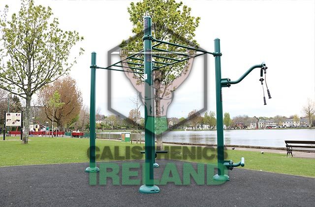 Monkey bar structure at The Lough Park in Cork, part of the outdoor calisthenics and street workout area