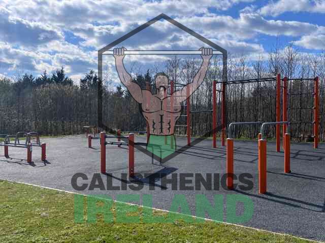 Outdoor calisthenics park at Tramore Valley Park in Cork with full workout setup
