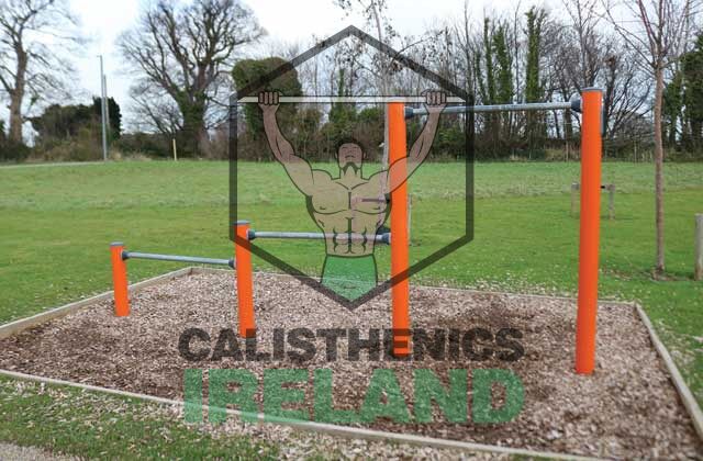Pull-up bars of different heights in Tully Park, Dublin - outdoor fitness equipment for calisthenics and strength training