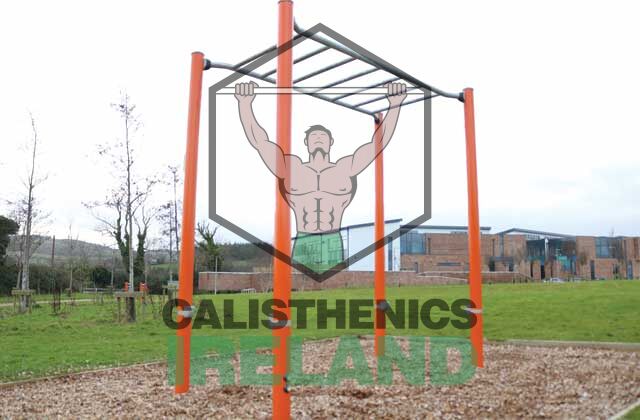 Monkey bars and pull-up bar at Tully Park in Dublin, part of the outdoor calisthenics setup for strength and mobility training