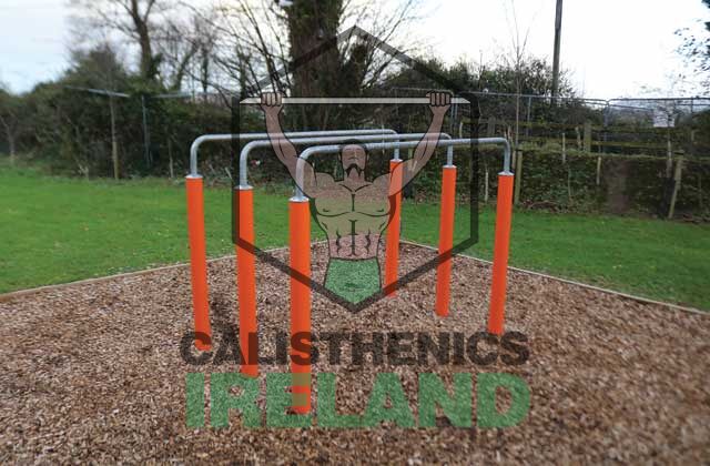 Street workout dip bars at Tully Park in Dublin, part of the outdoor calisthenics area for bodyweight strength training