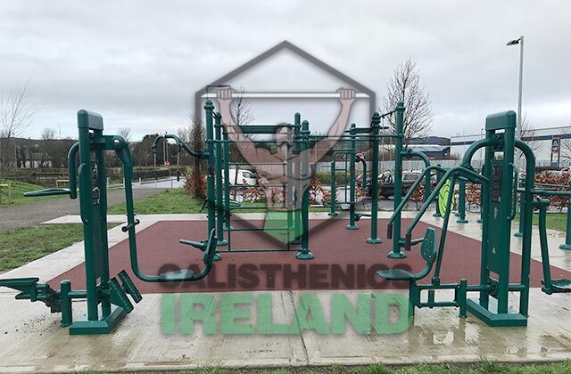 Outdoor calisthenics workout equipment in Dungarvan, Waterford, featuring bars and fitness structures for bodyweight and functional training
