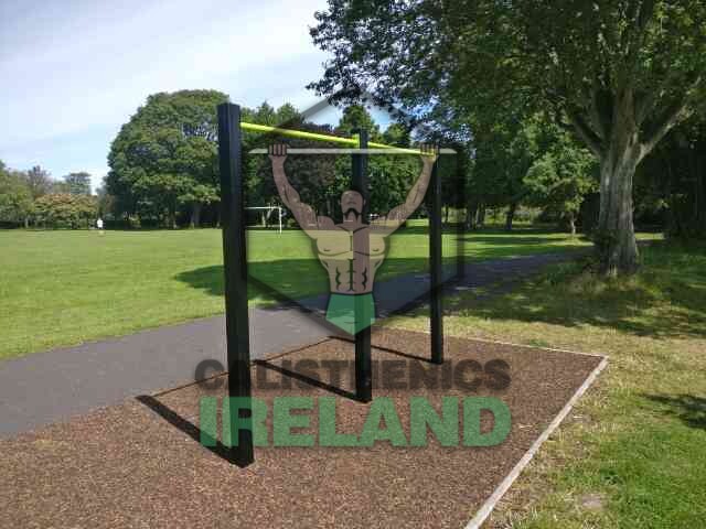 Calisthenics park with workout bars and exercise area in Herbert Park, Dublin city
