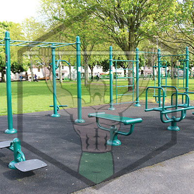 Calisthenics workout equipment at Tory Top Park, Cork, including bars and fitness stations for outdoor training.